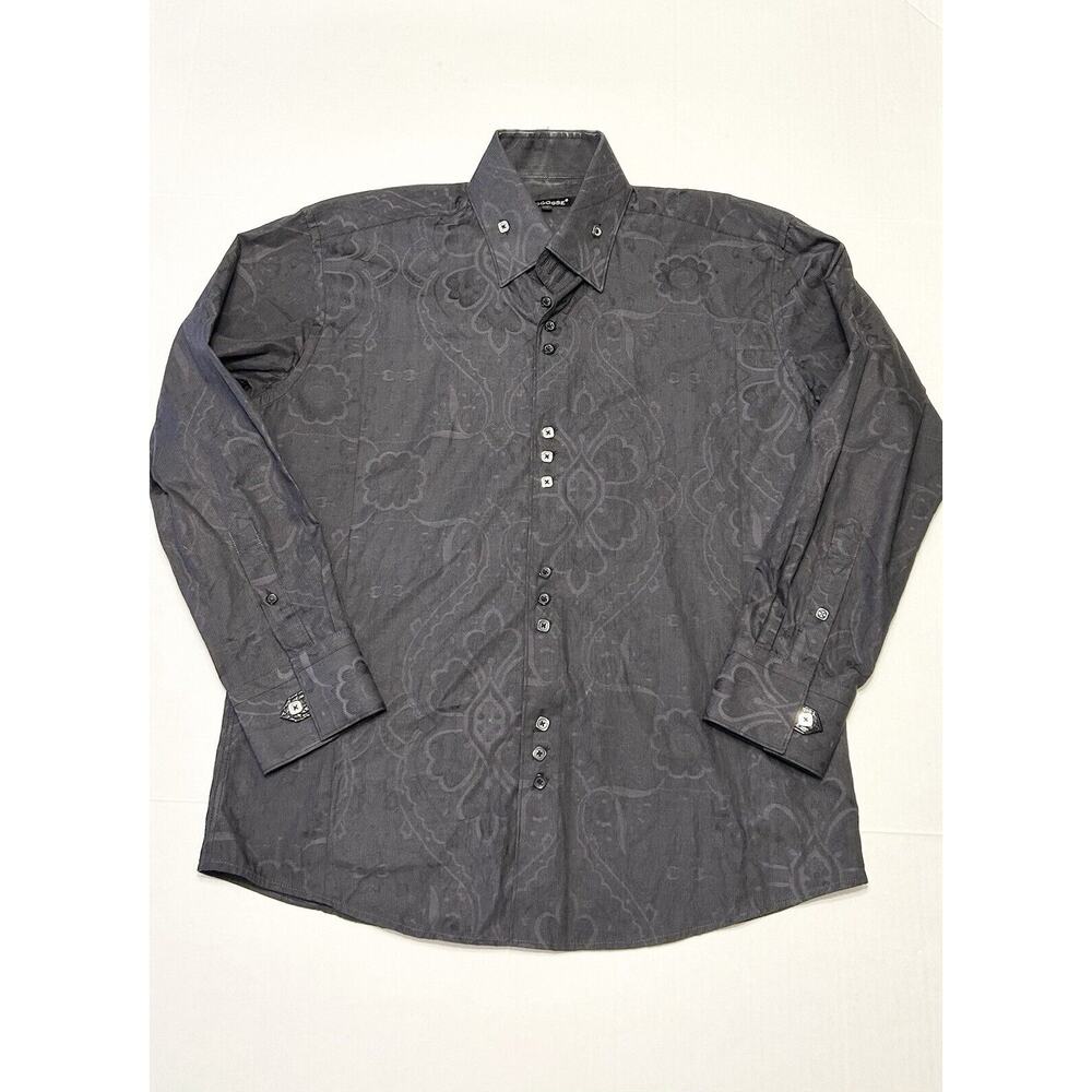 Bogosse Flip Cuff Black Accented Premium Stitch Button Down Shirt Mens 4 L